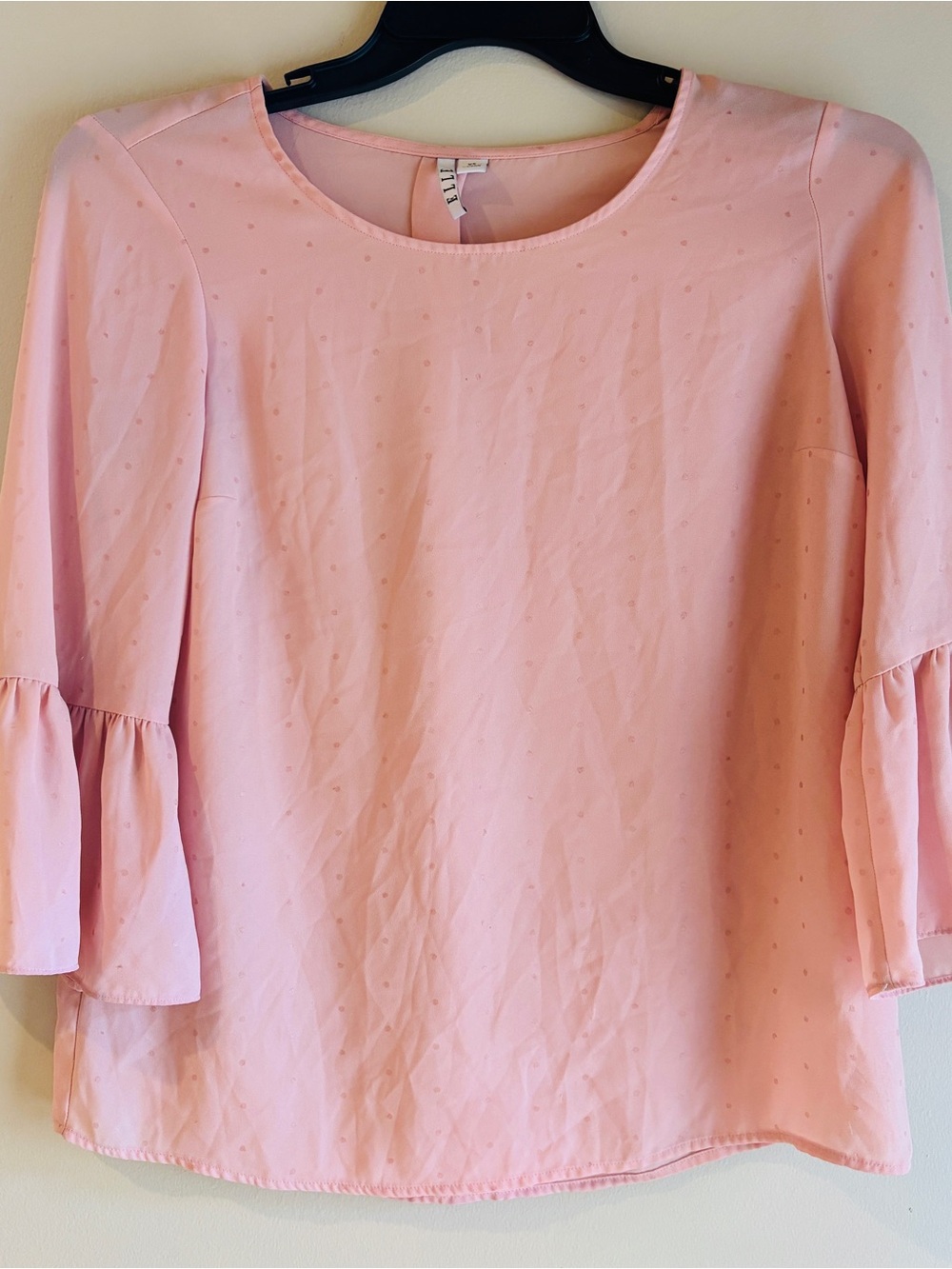 Elle Light Pink Ruffled Sleeve Blouse - XS